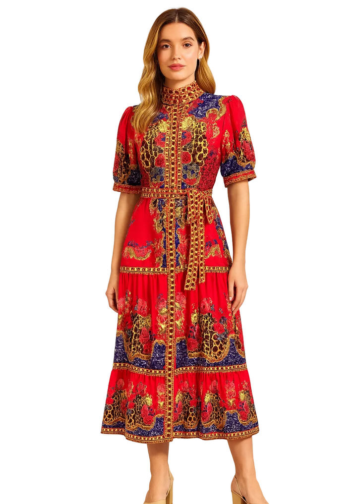 RED CHEETAH DRESS BY SAMBARA