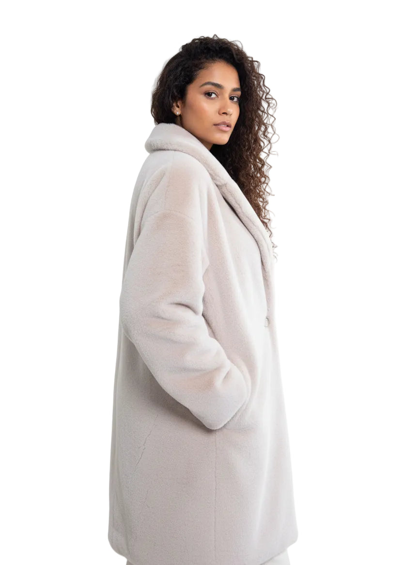 Faux fur coat available in Berry, cream and black | ANNA | Runway Secrets