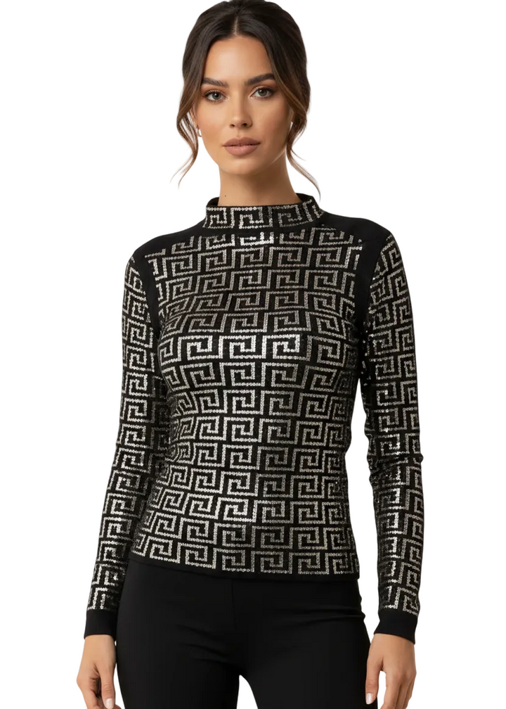 Luxe Maze High Neck Top by Runway Secrets
