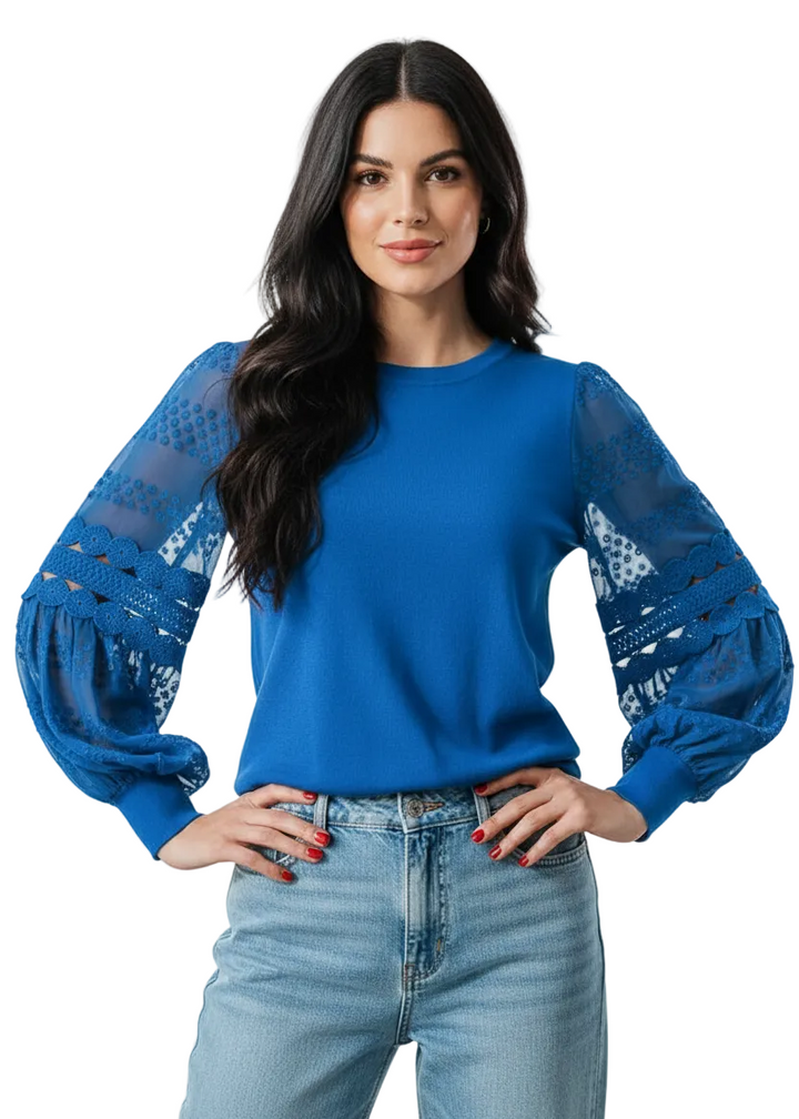 Embroidered puff sleeve knit top | TULUM KNIT BY SAMBARA