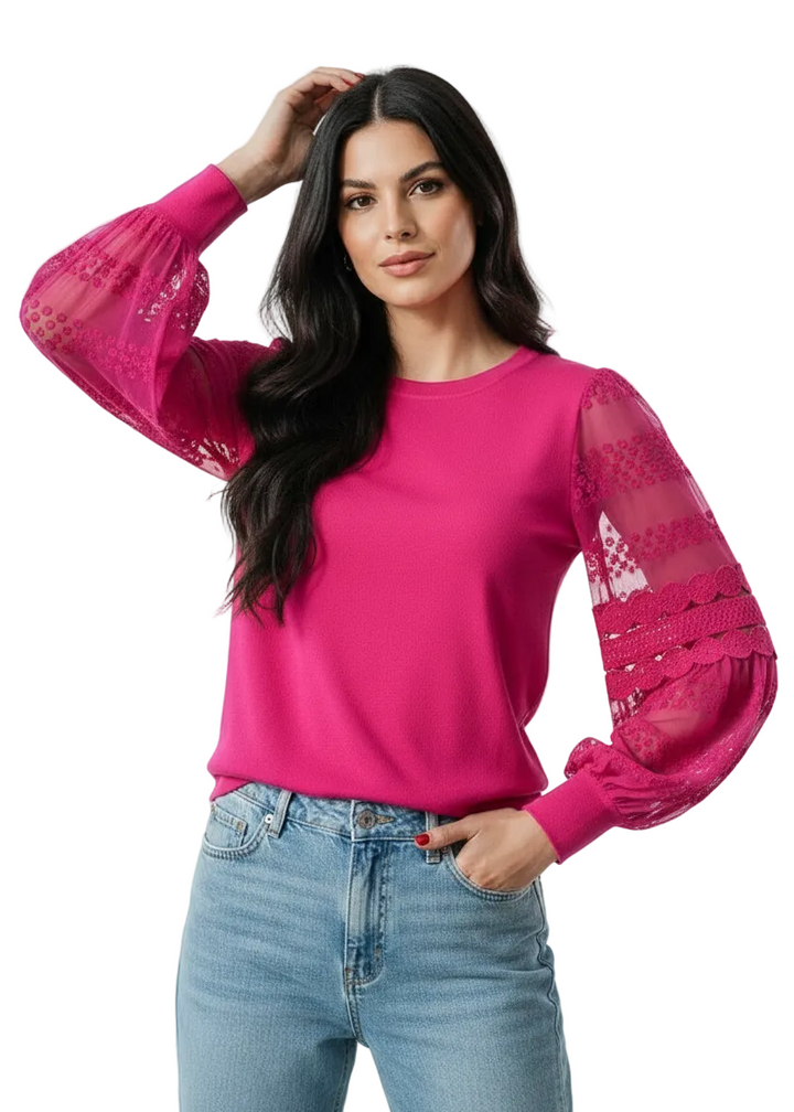 Embroidered puff sleeve knit top | TULUM KNIT BY SAMBARA