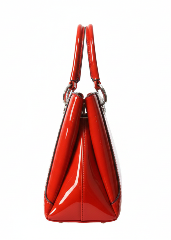 Red embossed faux leather patent handbag | CHERRY BAG BY RUNWAY SECRETS