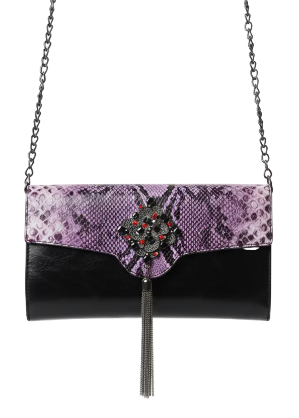 Black and printed snake faux leather bag | SNAKE BAG BY RUNWAY SECRETS