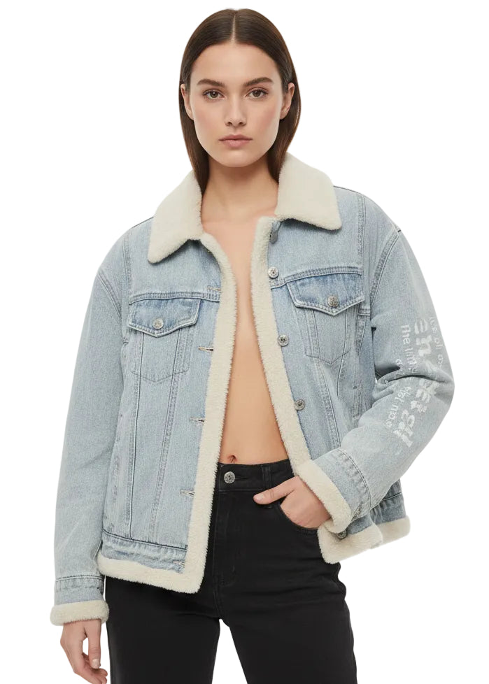 Sherpa Lined Denim Jacket by Seven Seventy