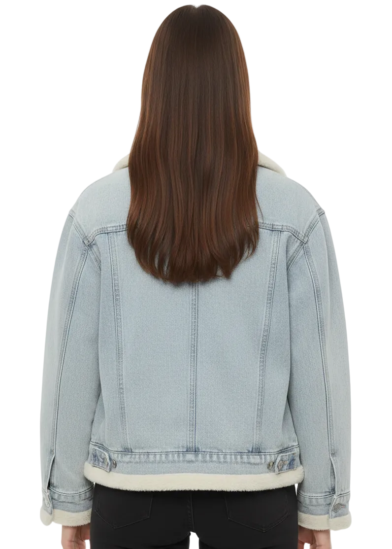 Sherpa Lined Denim Jacket by Seven Seventy