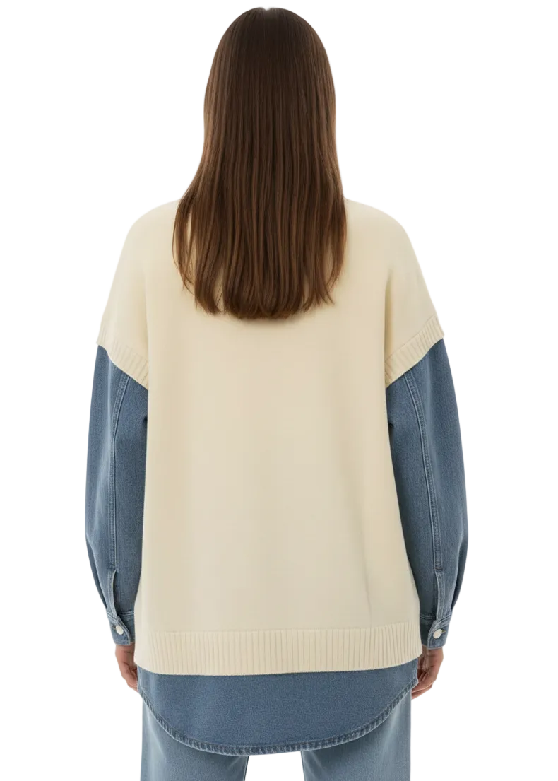 Alpine Layer Denim Cardigan by Seven Seventy
