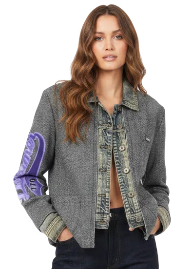 Metro Mix Denim Cardigan by Seven Seventy