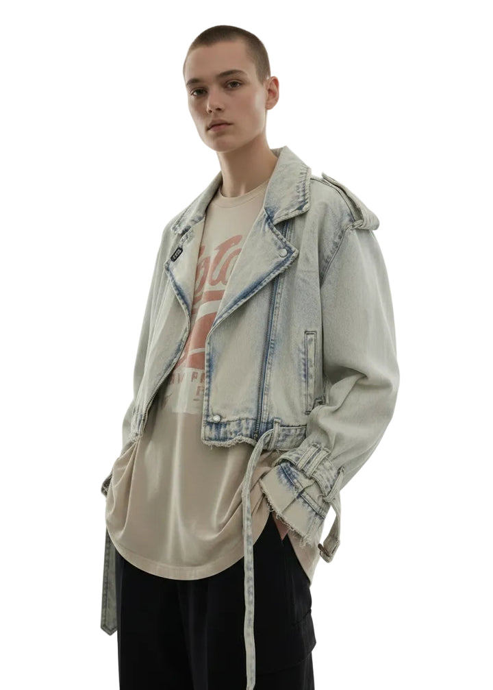 Vintage Moto Denim Jacket by Seven Seventy