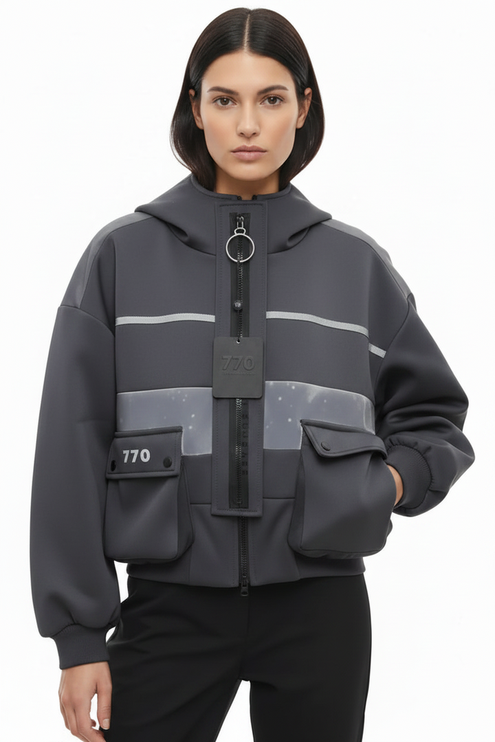 Contrast Bomber Jacket by Seven Seventy