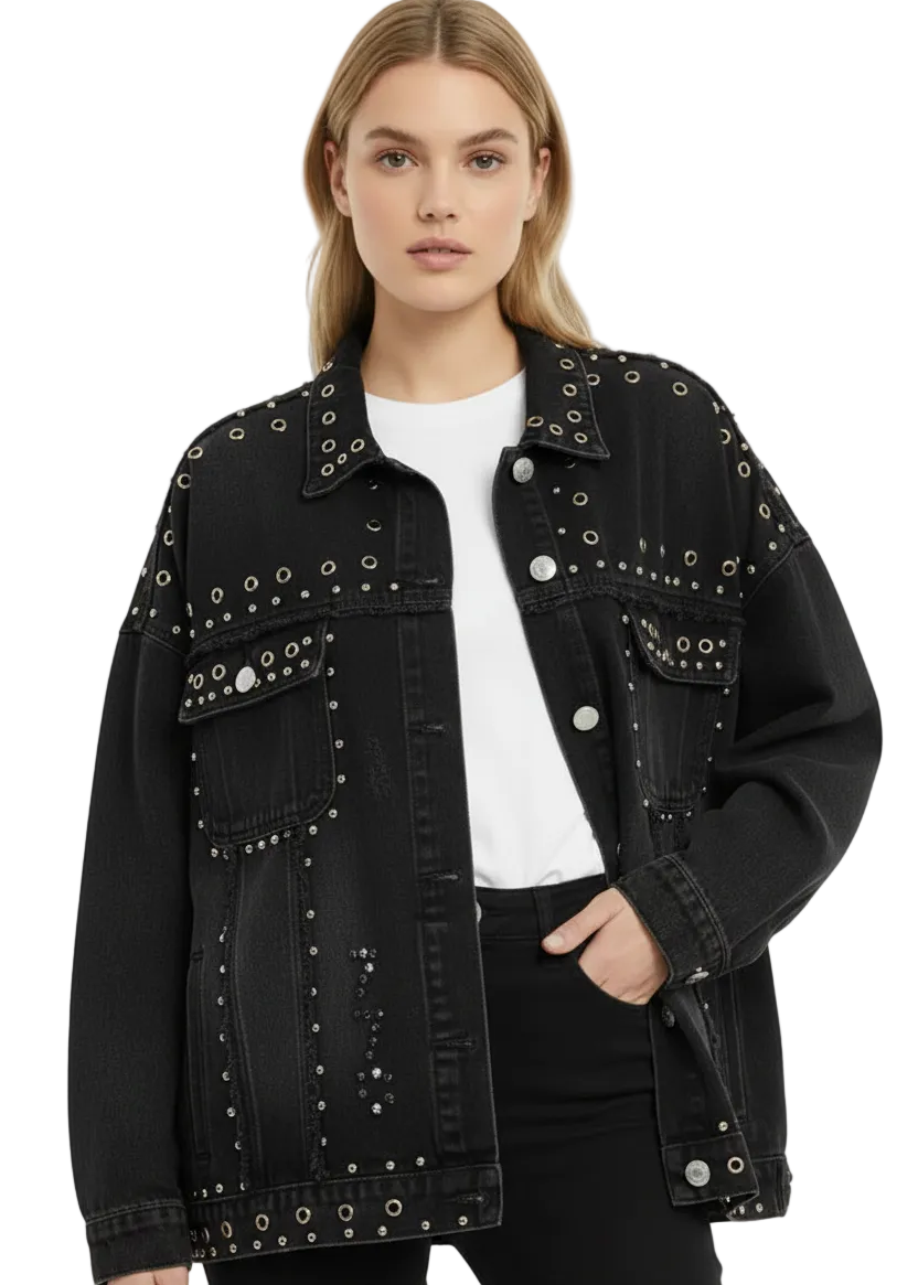 Rebel Stud Denim Jacket by Seven Seventy