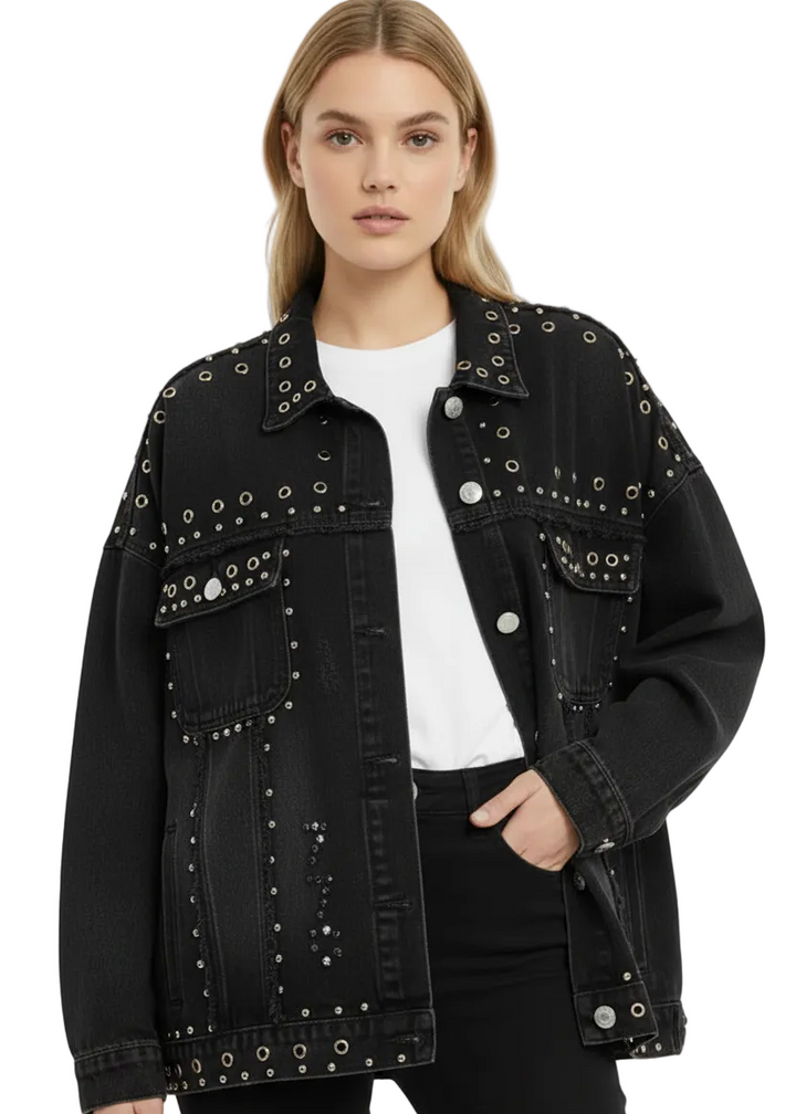 Rebel Stud Denim Jacket by Seven Seventy