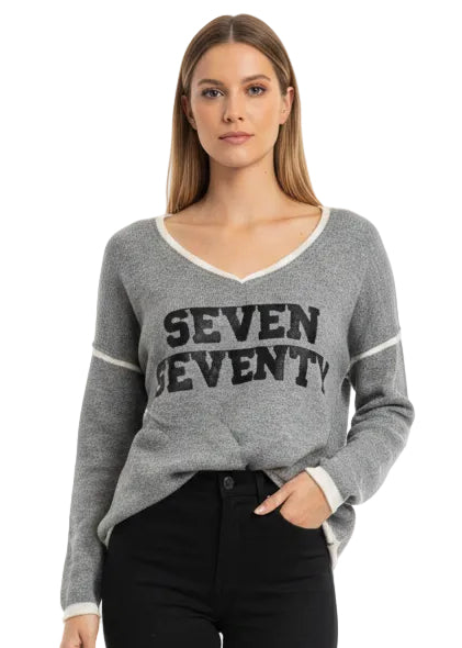 Logo Knit Sweater by Seven Seventy