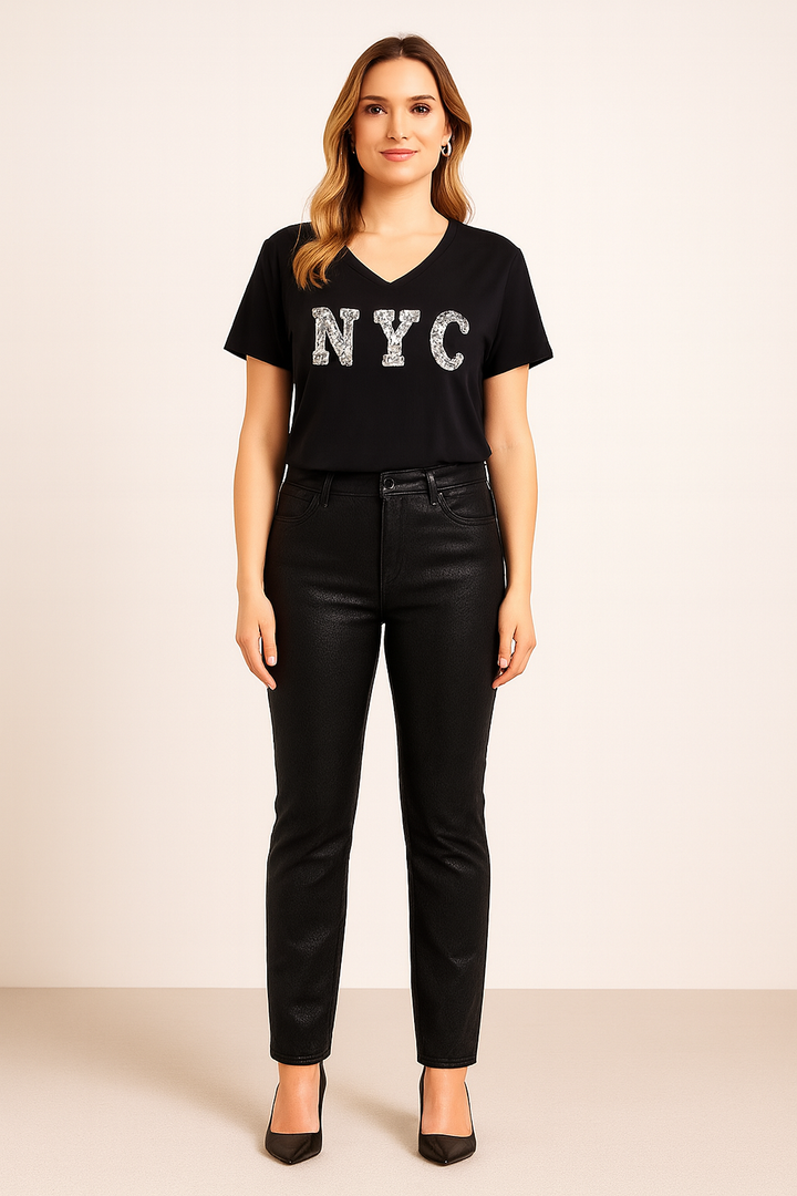 SNAKE LEATHER LOOK PANTS