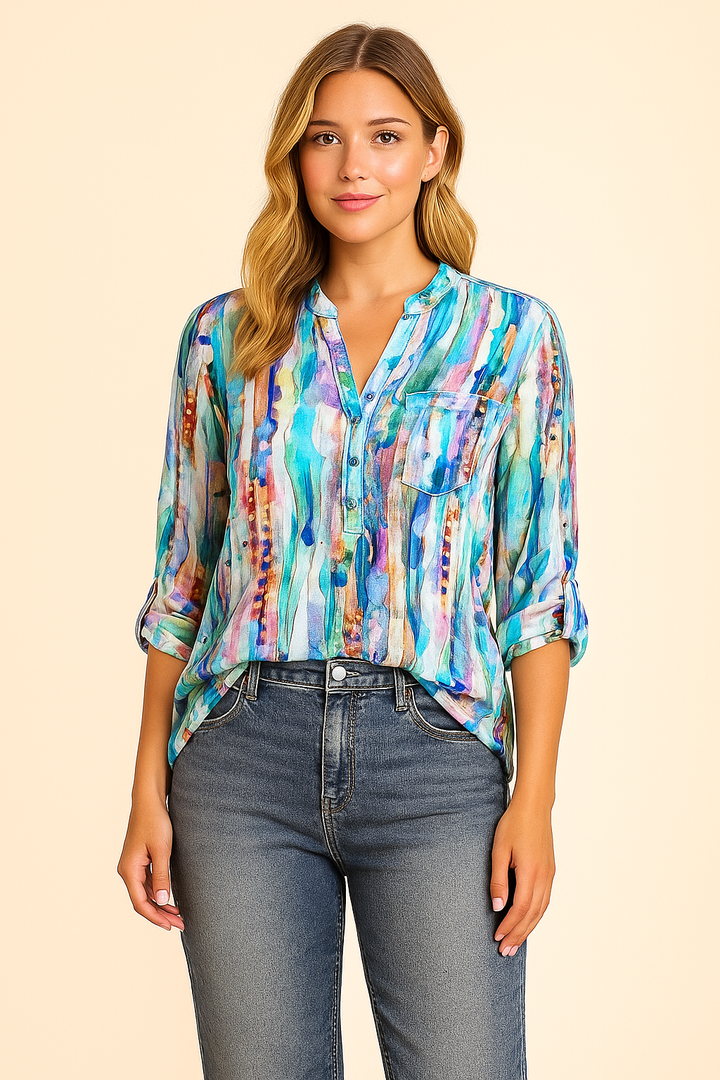 PINK SPARKLE V NECK SHIRT