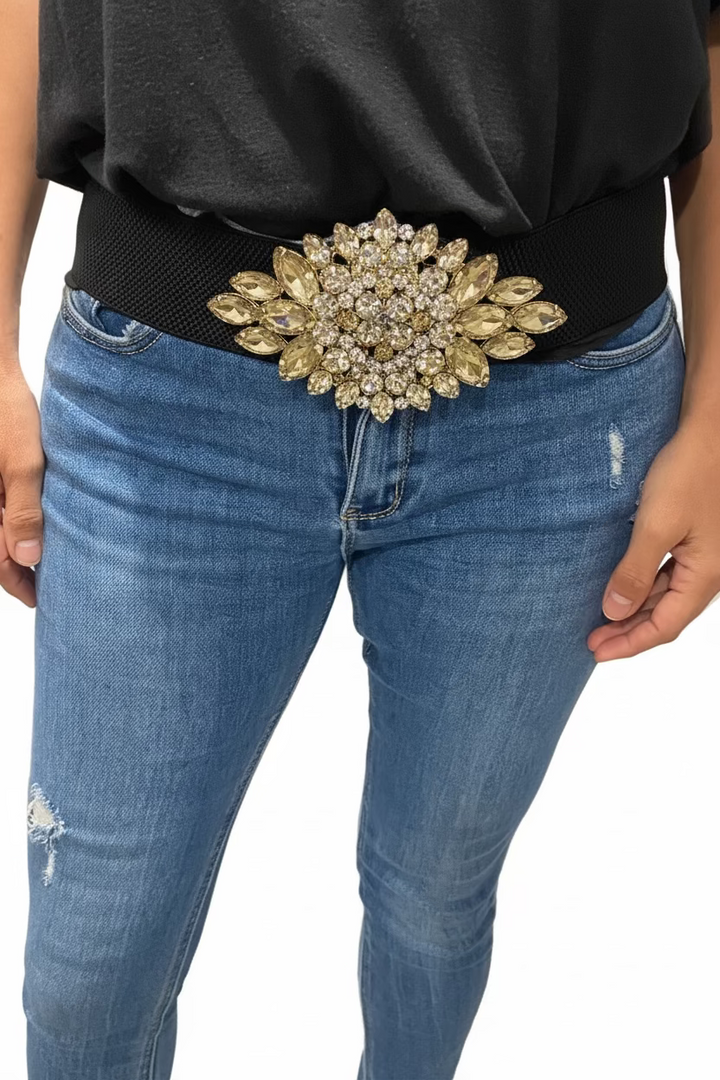 Embellished Stretch Waist Belt BY RUNWAY SECRETS
