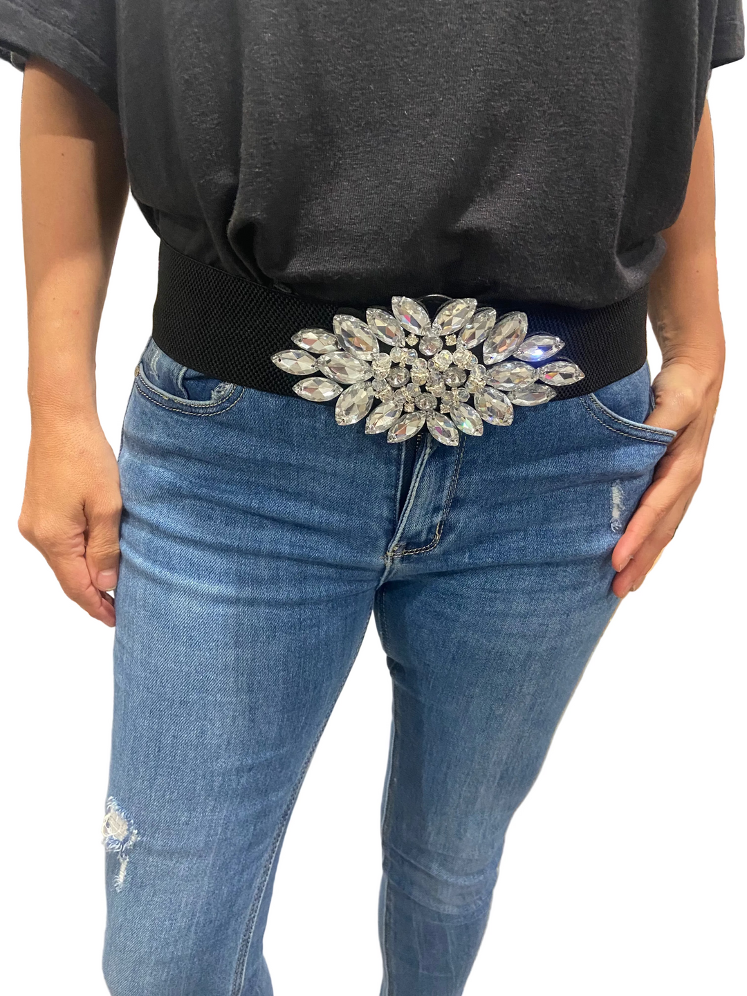 Embellished Stretch Waist Belt BY RUNWAY SECRETS