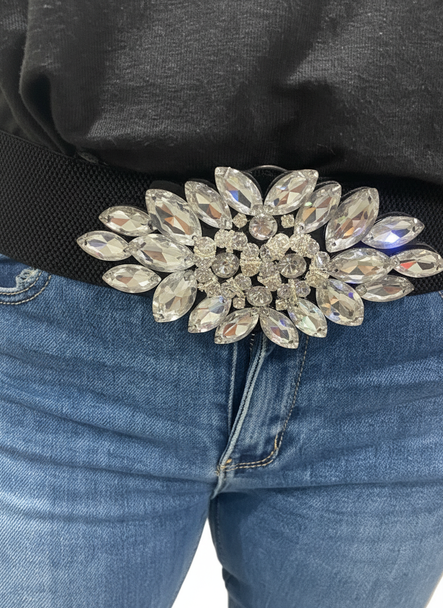 Embellished Stretch Waist Belt BY RUNWAY SECRETS