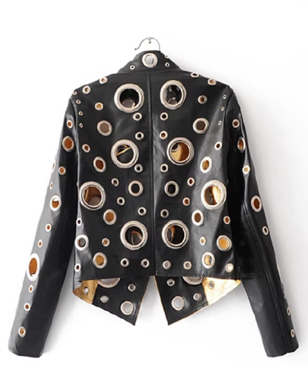 Eyelet Detail Faux Leather Jacket