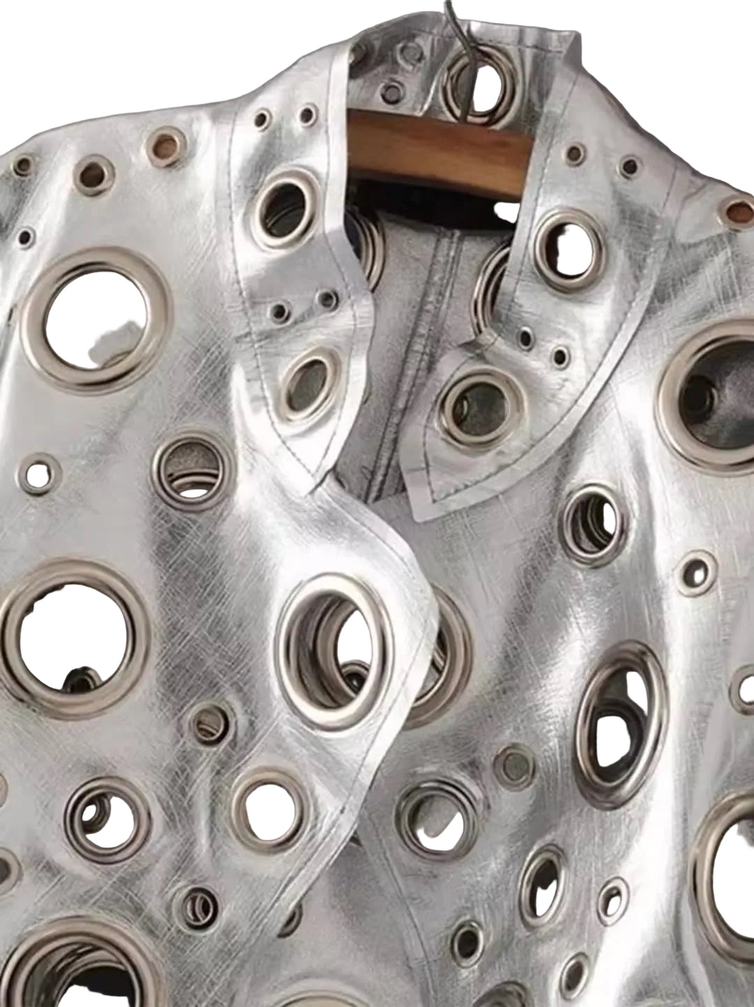 Eyelet Detail Faux Leather Jacket