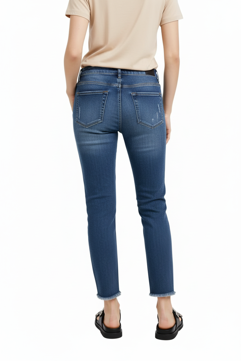 FIVE BUTTONS FRINGE SKINNY JEANS