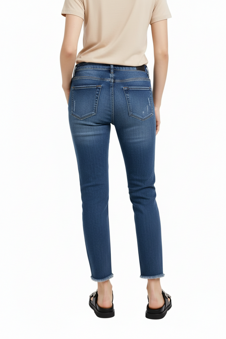 FIVE BUTTONS FRINGE SKINNY JEANS