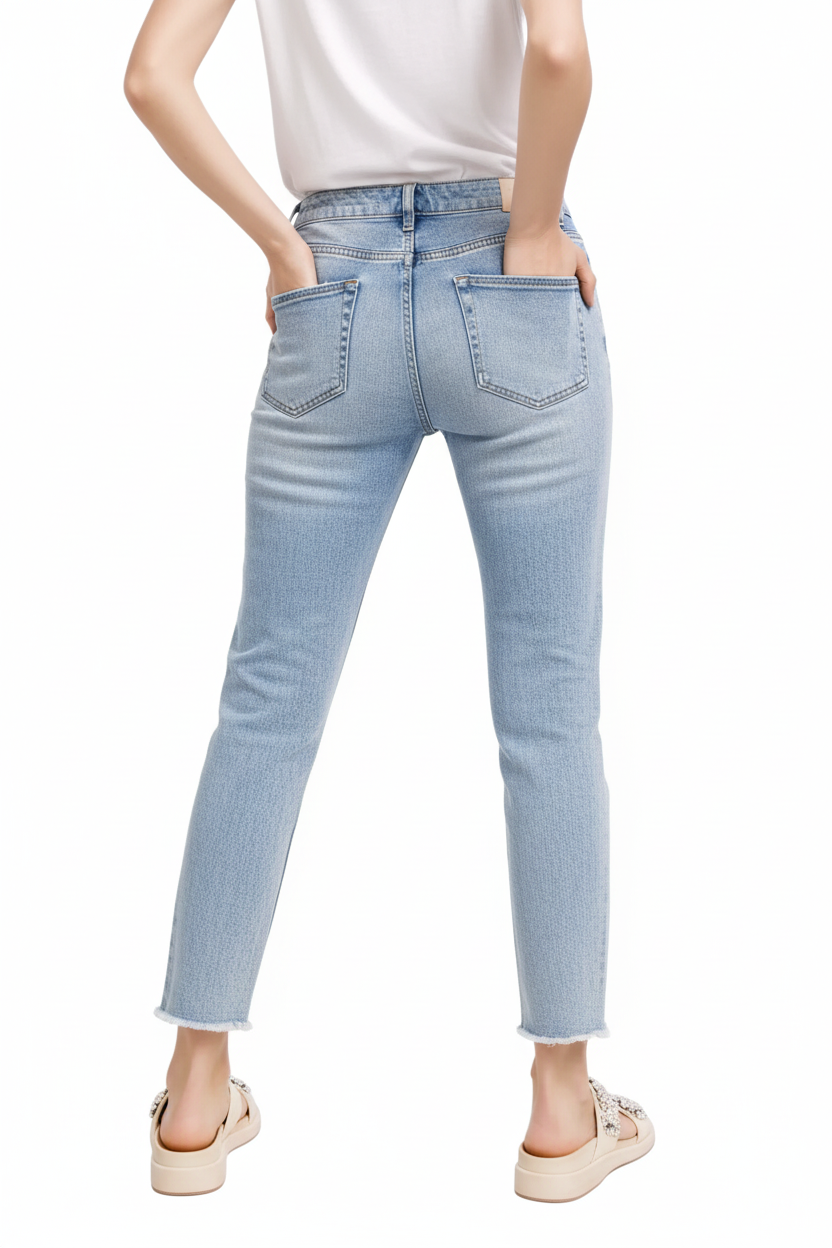 FIVE BUTTONS FRINGE SKINNY JEANS