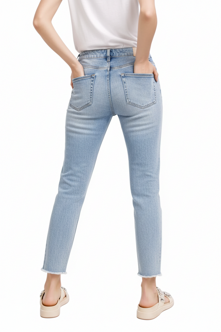 FIVE BUTTONS FRINGE SKINNY JEANS