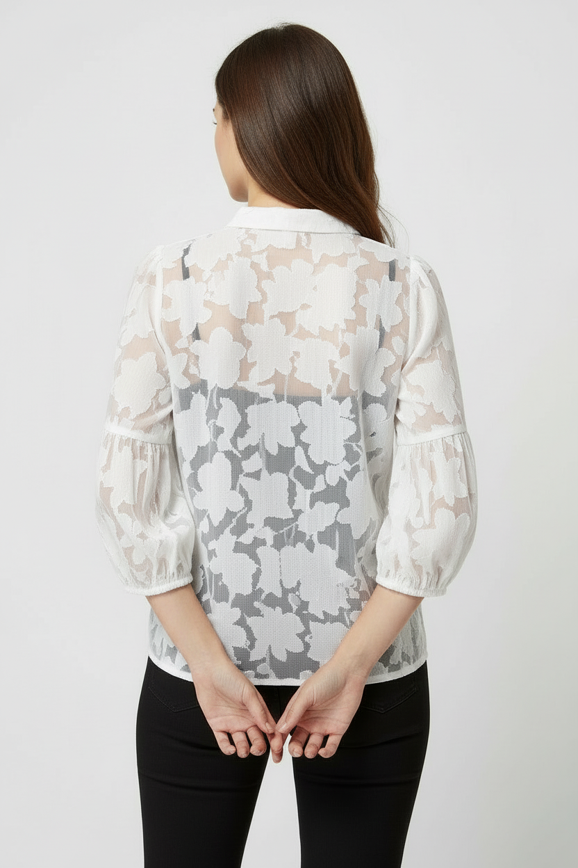 MIDNIGHT BLOOM SHEER TOP BY SAMBARA