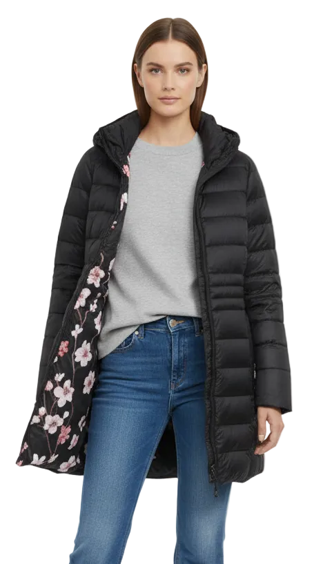 REVERSIBLE 3/4 LENGTH DOWN JACKET