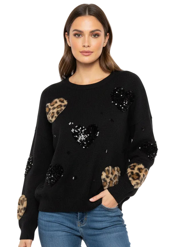 LEOPARD HEART PATCH KNIT JUMPER BY SAMBARA