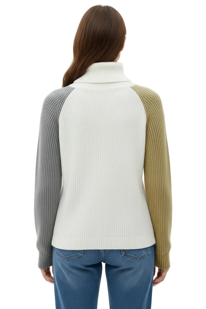 TRICOLOUR ROLL COLLAR JUMPER