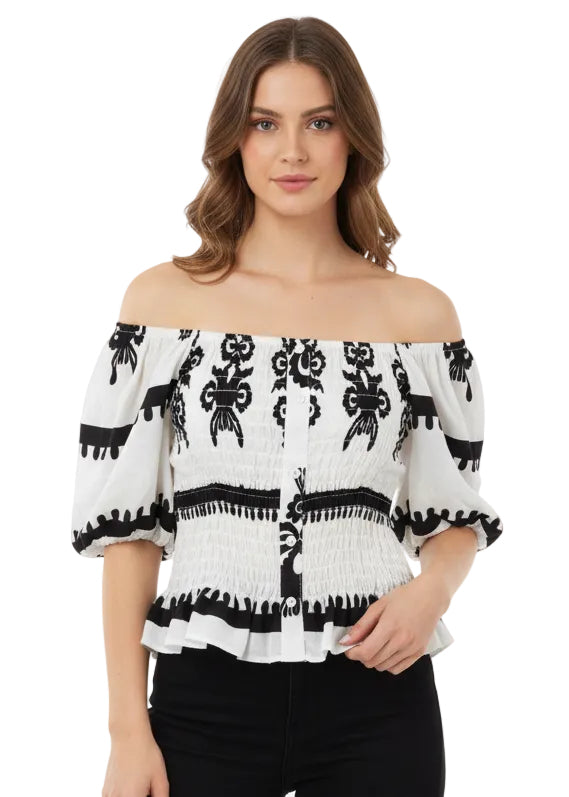 ETHNIC PRINT CROP TOP