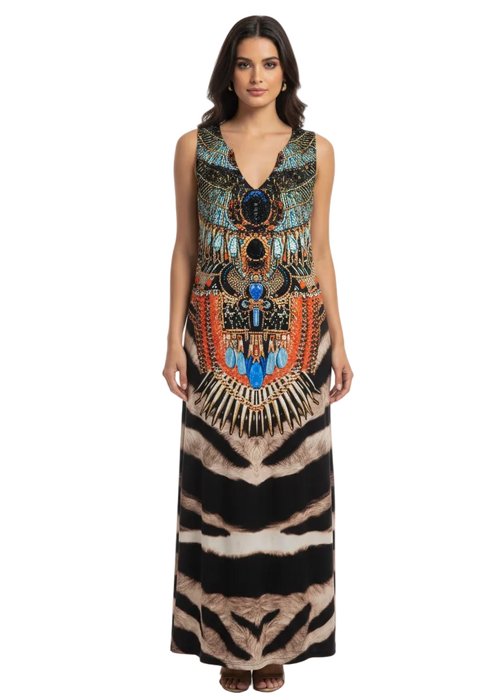 STATEMENT SLEEVELESS MAXI DRESS BY CINDY & SAMI