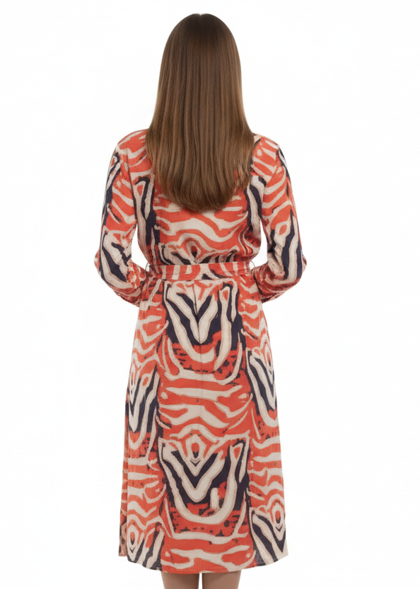 ABSTRACT TIE WAIST SHIRT DRESS BY CINDY & SAMI