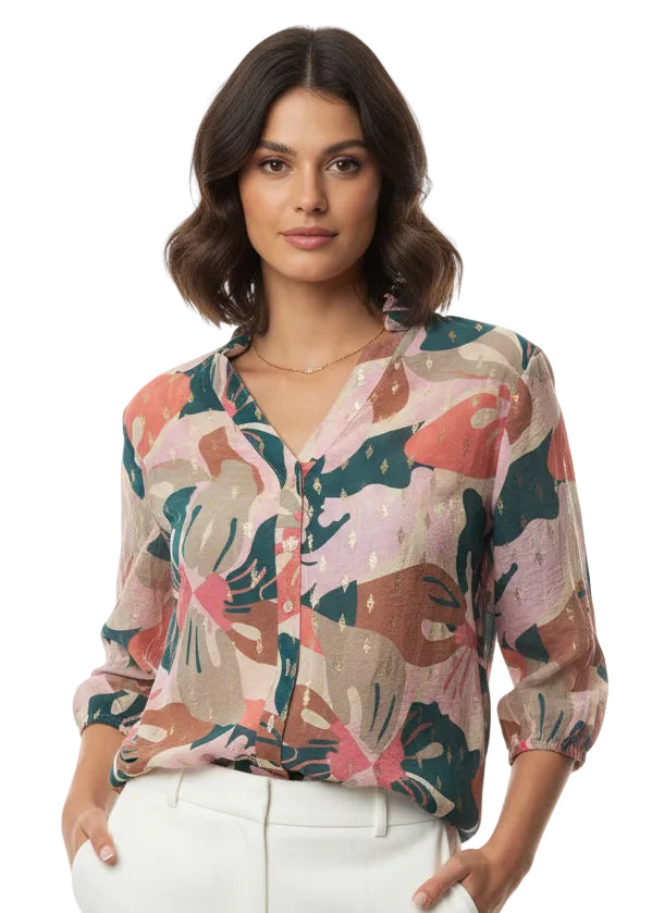BOTANICAL GOLD DETAIL BLOUSE BY SAMBARA