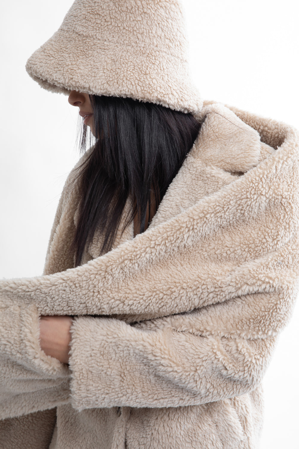 Natural mid-length faux fur coat | Runway Secrets