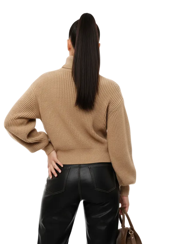 Brown turtle neck knitwear | NYC KNIT BY SEVEN SEVENTY