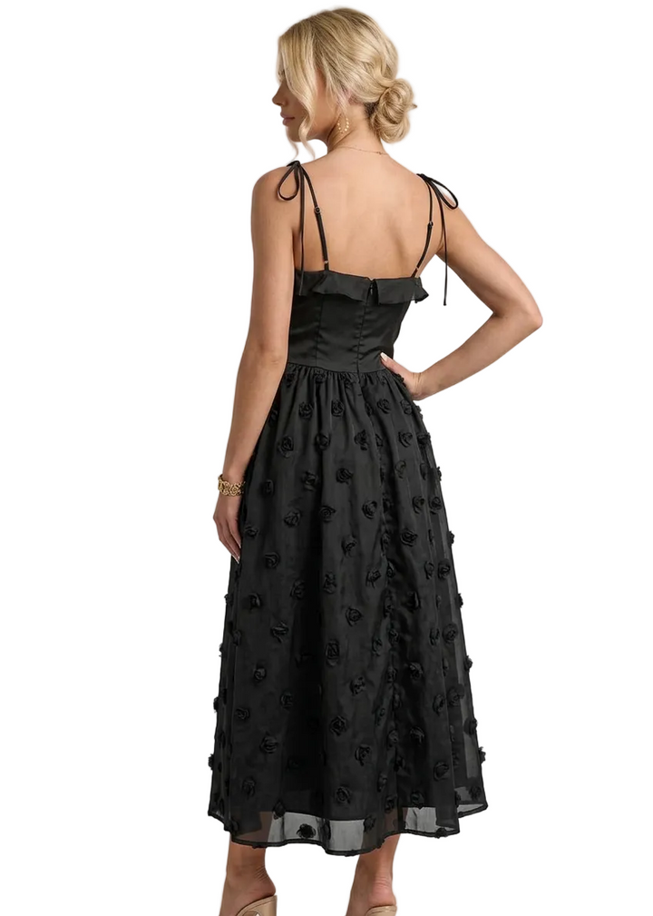 Virelune Rose Appliqué Midi Dress By SUN