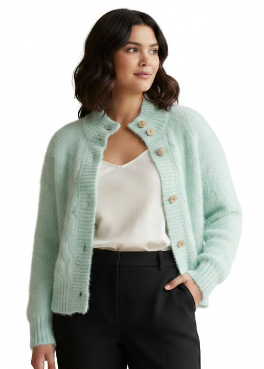 GOLD BUTTONED FUR CARDI