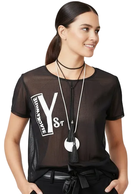 "TOLEDO" - BLACK SEE THROUGH TOP BY RUNWAY SECRETS