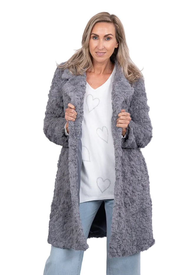 grey Faux shearling coat | Runway Secrets