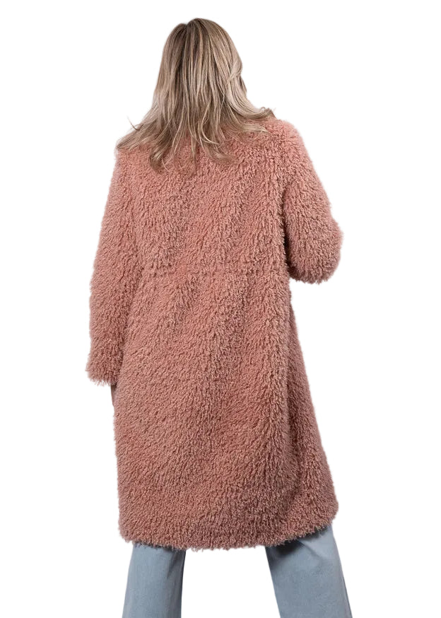 Dusty pink fluffy long coat | Runway Secrets