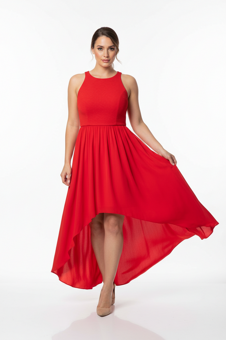 High neck dress with sparkly top and asymmetrical chiffon | FLY DRESS BY SAMBARA