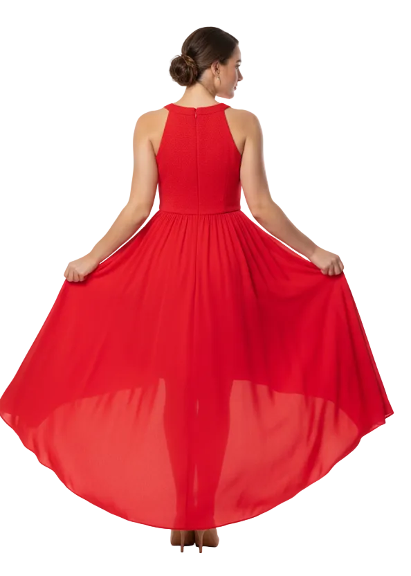 High neck dress with sparkly top and asymmetrical chiffon | FLY DRESS BY SAMBARA