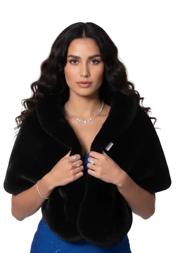 Faux fur shawl | NIKOL JACKET BY SAMBARA