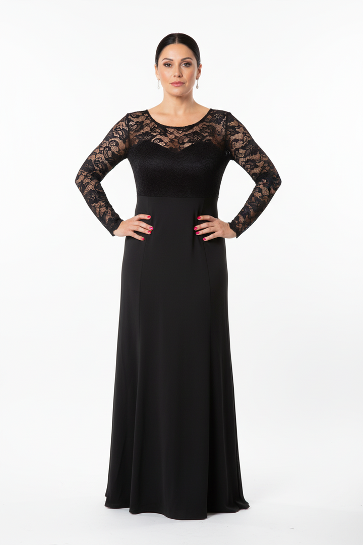 Long sleeve lace top dress with open back | DIVINE DRESS