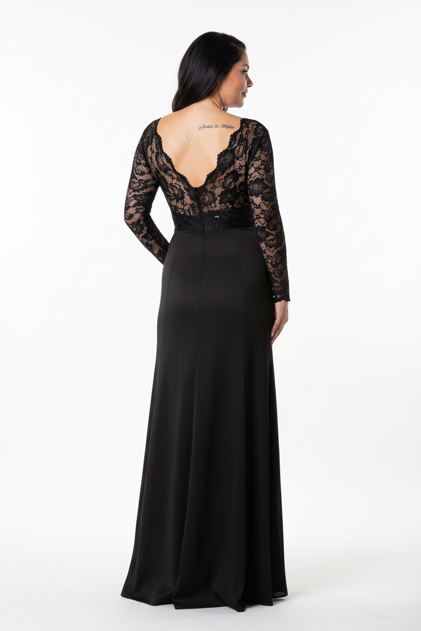 Long sleeve lace top dress with open back | DIVINE DRESS