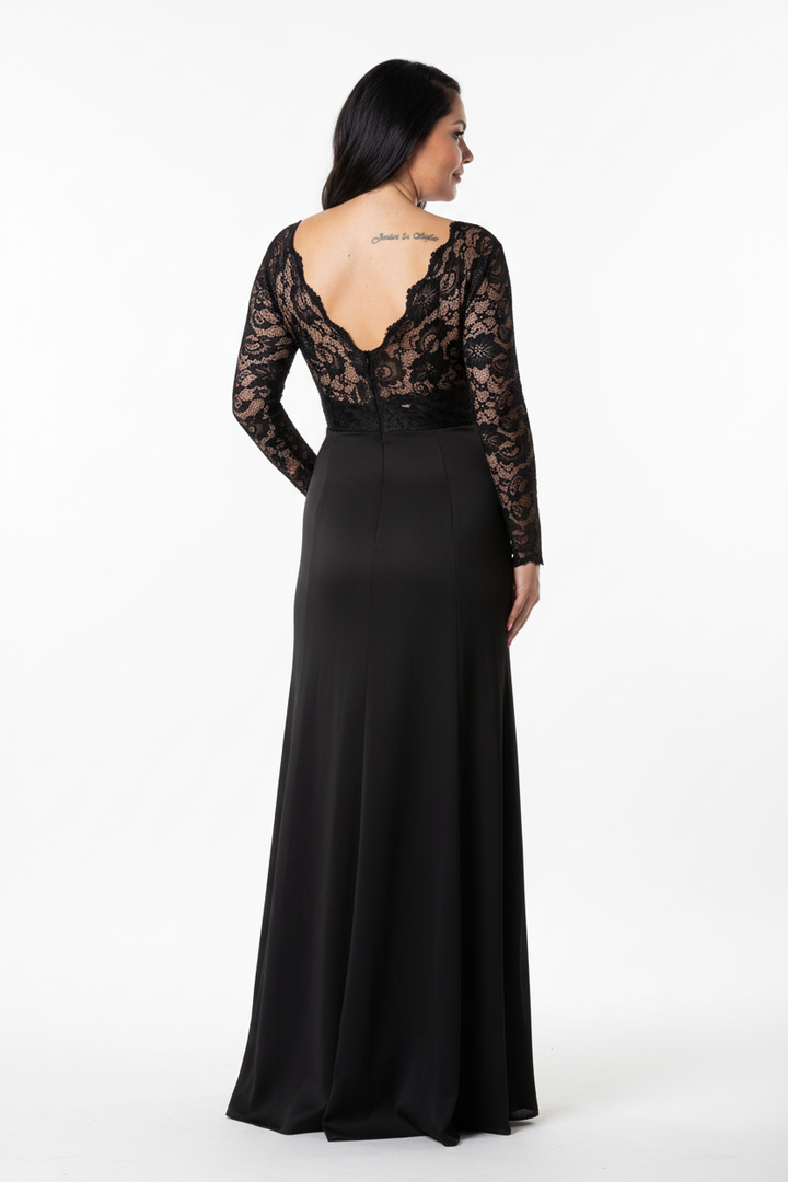 Long sleeve lace top dress with open back | DIVINE DRESS
