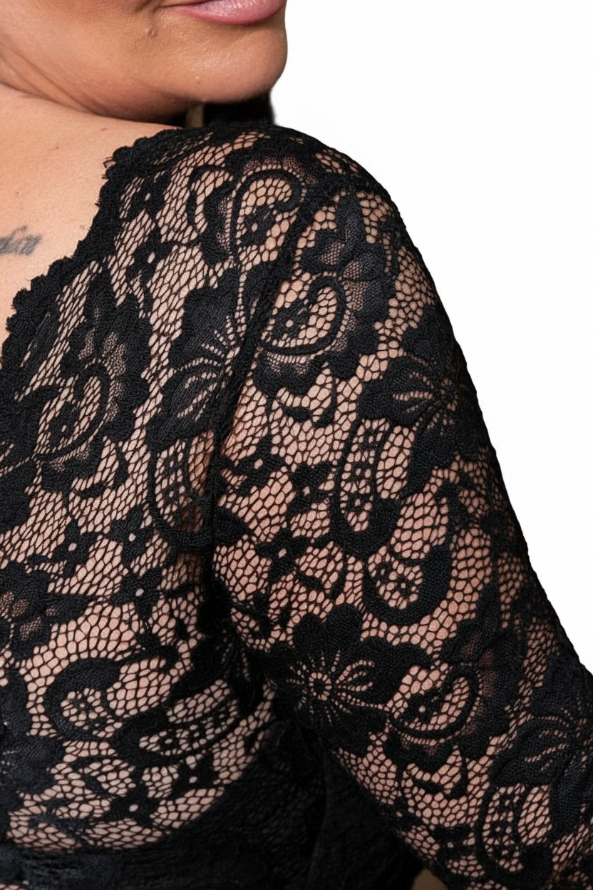 Long sleeve lace top dress with open back | DIVINE DRESS