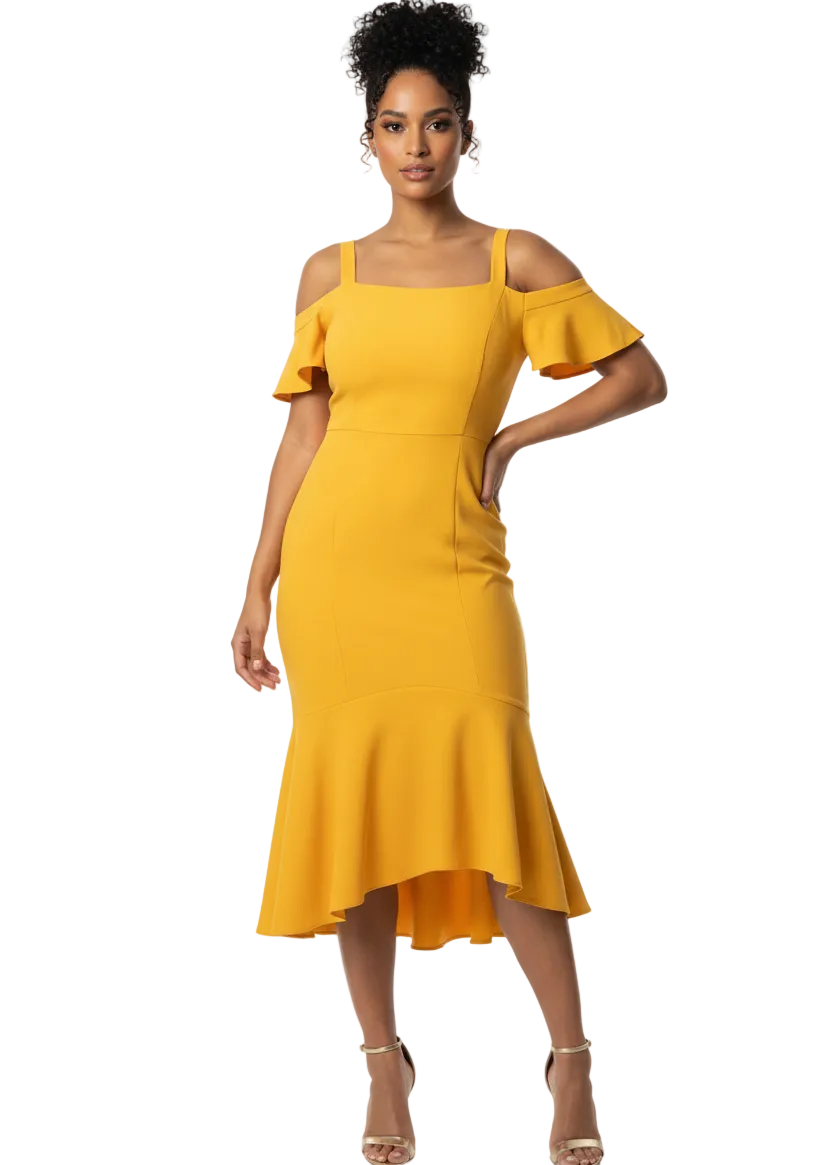 Midi bodycon dress ruffle bottom | Runway Secrets Midi bodycon dress ruffle bottom | Runway Secrets